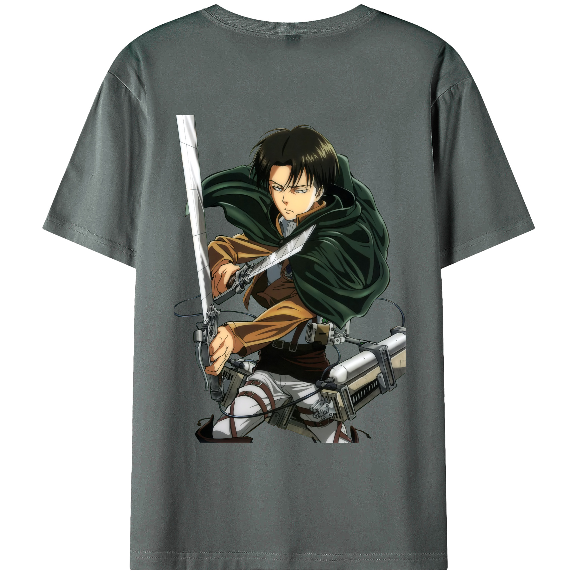 （画像用） 進撃の巨人 リヴァイ·アッカーマン Attack on Titan Levi Ackerman 綿100％ メンズ半袖Tシャツ（バックプリント） 通気性